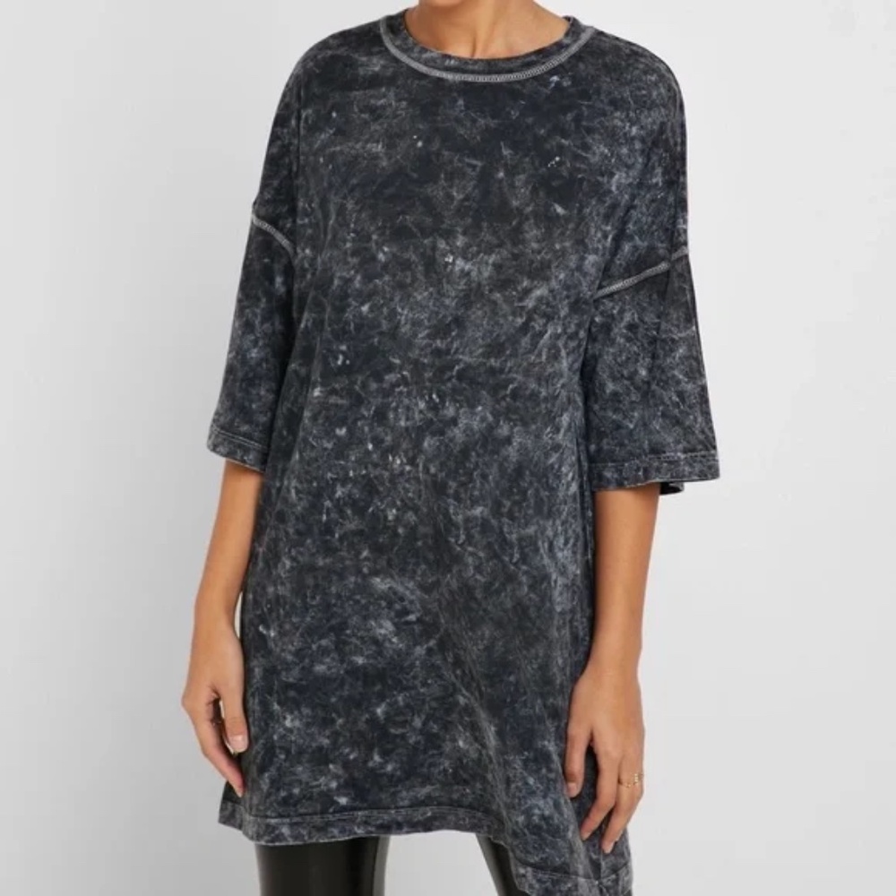 Topshop | 100% Cotton, Grey Tie-Dye Oversized T-Shirt Dress, Size XS/S